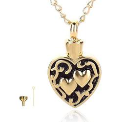CoralDeer Heart Urn Necklaces for Ashes for Woman, Stainless Chain Birthstone Waterproof Keepsake Memorial Jewelry for Human Dog Ashes with Necklace/Pin/Funnel