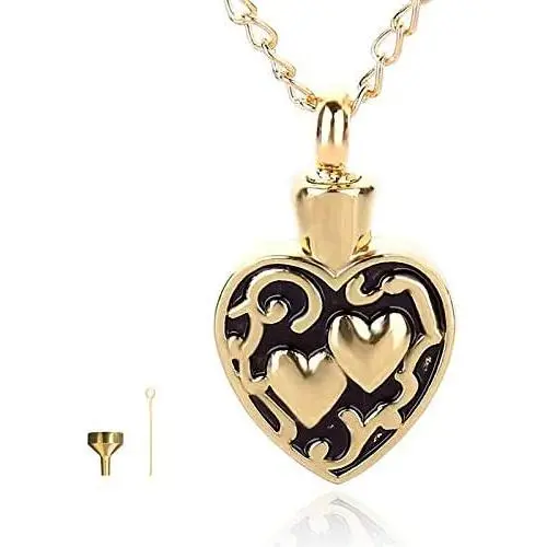 CoralDeer Heart Urn Necklaces for Ashes for Woman, Stainless Chain Birthstone Waterproof Keepsake Memorial Jewelry for Human Dog Ashes with Necklace/Pin/Funnel
