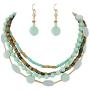 Coiris 4 Multi Strand Beaded Statement Necklace Earrings for Women 17.5'' Collar Necklace Set (N10048-mint Green)