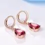 GULICX Lady jewelry Gift Pear Cut Ruby -Color Gold Tone Women Sparkle Dangle Earrings