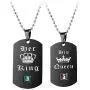 Uloveido Black Stainless Steel King Queen Necklaces Set, Dog Tag Amy Pendant Necklace for Couples Uloveido Black Stainless Steel King Queen Necklaces Set, Dog Tag Amy Pendant Necklace for Couples