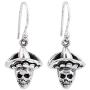 NOVICA .925 Sterling Silver Skull with Hat Dangle Earrings Horseman Catrin