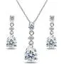 Sterling Silver Pear-Cut Teardrop Dangling Stud Earrings & Necklace Set Made with Swarovski Zirconia Sterling Silver Pear-Cut Teardrop Dangling Stud Earrings & Necklace Set Made with Swarovski Zirconia