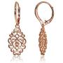 Sterling Silver Polished Filigree Swirl Spiral Dangle Leverback Earrings