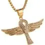 Asalways Stainless Steel Gold-Plated Coptic Ankh Cross Necklace Ancient Egypt Cross Angel Wing Pendant Asalways Stainless Steel Gold-Plated Coptic Ankh Cross Necklace Ancient Egypt Cross Angel Wing Pendant