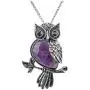 Jovivi Owl Gifts Owl Necklace Healing Crystal Stones Pendant Necklaces for Women Men Natural Amethyst Rose Quartz Gemstone Jewelry for Reiki Spiritual Energy Lucky