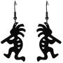 fishhook Southwestern Native American Style Kokopelli Figure Flutist Stainless Steel Drop Dangle Pendant Earrings for Girl Women