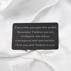 FUSTMW Inspirational Gift Metal Wallet Card Insert Remember I Love You and Believe in You Encouragement Gift for Son Daughter