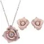 YIKIMAE Romantic Bridal Jewelry Sets for Women Rose Gold Plated Rose Flower Rhinestone Wedding Accessories
