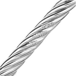 925 Solid Sterling Silver And Stainless Steel Ocean Twisted Bracelet 2-Ball Cuff Bracelet. (Size 7.5)
