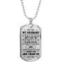 My Husband Dog Tag Necklace Pendant - Mens Jewelry - I Love You - Romantic Birthday Gifts from Wife On Xmas, Valentine, Wedding Anniversary.