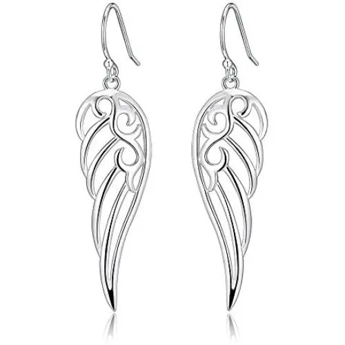 Sterling Silver Angel Wings Design Dangle Drop Earrings For Sensitive Ears By Renaissance Jewelry Sterling Silver Angel Wings Design Dangle Drop Earrings For Sensitive Ears By Renaissance Jewelry