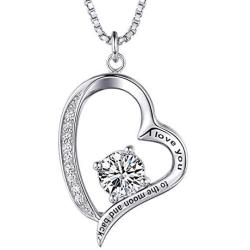 AmorAime Heart Necklace for Women 925 Sterling Silver 5A Cubic Zirconia Adjustable Rose Gold Dainty Necklace Gift for Birthday or Mothers Day