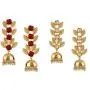 Efulgenz Indian Bollywood 14K Gold Plated Crystal Kundan Pearl Leaf Style Jhumka Jhumki Earrings Jewelry Set Efulgenz Indian Bollywood 14K Gold Plated Crystal Kundan Pearl Leaf Style Jhumka Jhumki Earrings Jewelry Set
