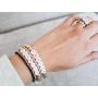 HEIMAXING Gold Stackable Bead Bracelet, 18k Gold Plated Beaded Bracelet Set Elastic Chain Love Friendship Mama Bracelets for Women Men