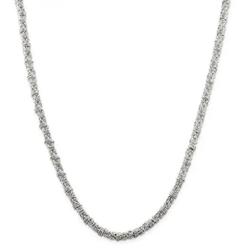 Solid 925 Sterling Silver 4mm Unique Byzantine Necklace Chain - with Secure Lobster Lock Clasp Solid 925 Sterling Silver 4mm Unique Byzantine Necklace Chain - with Secure Lobster Lock Clasp