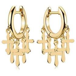 MYEARS Women Gold Huggie Hoop Earrings Tassel Dangle Drop 14K Gold Filled Small Boho Beach Simple Delicate Hypoallergenic Jewelry Gift