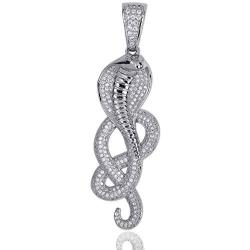 JINAO Hip Hop Iced Out Snake Animal Lovers Pendant Necklace with Micropave Simulated Diamond