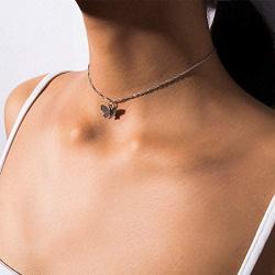 MJartoria Butterfly Choker Necklace Earrings Set for Women Girls Gift Her Jewelry Butterfly Choker Chain Necklace