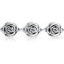 Black Antiqued Finish Roses Flowers Bracelet For Women For Girlfriend Hollow 925 Sterling Silver 7.5 Inch