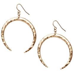 Hoop Hammered Tusk Earring in Gold or Silver for Women