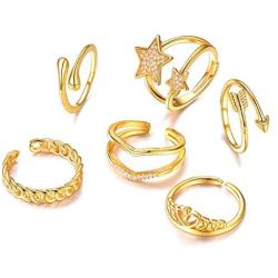 U7 9Pcs-28Pcs Knuckle Ring Set for Women 18K Gold Plated Vintage Hollow Carving Adjustable Boho Style Stackable Rings Set Hollow Carved, Statement Jewelry for Women Girls