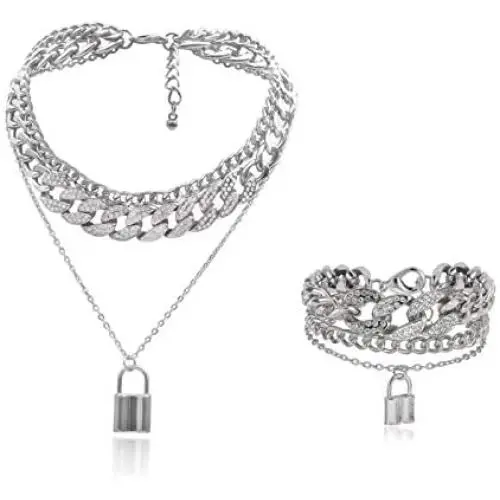 tenghong2021 Layered Rhinestone Cuban Necklaces Bracelet Set Layering Miami Butterflies Collar Cuban Link Chain Lock Pendant Necklace Bracelet Tennis Zirconia Bling Butterfly Chokers tenghong2021 Layered Rhinestone Cuban Necklaces Bracelet Set Layering Miami Butterflies Collar Cuban Link Chain Lock Pendant Necklace Bracelet Tennis Zirconia Bling Butterfly Chokers