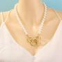 Eseres Pearl Necklace for Women with Heart Knot Pendant Girls Gift