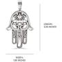 14k White Gold Large Hand of Fatima Pendant, Silver Hand Necklace, White Gold Evil Eye Charm, Boho Jewelry