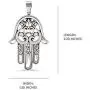 14k White Gold Large Hand of Fatima Pendant, Silver Hand Necklace, White Gold Evil Eye Charm, Boho Jewelry