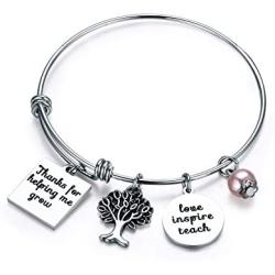 Udobuy Teacher Bangle Bracelet-Teacher Gift, Show Your Teacher Appreciation Thank You Gifts for Teachers