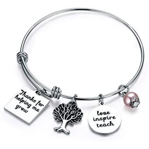 Udobuy Teacher Bangle Bracelet-Teacher Gift, Show Your Teacher Appreciation Thank You Gifts for Teachers