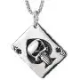 Steel Ace Card Poker Grid Checker Pattern Pendant Necklace with Punisher Skull and Spade, Two-Sided