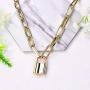 YL Lock Necklace Silver Color Alloy Padlock Chain for Men Women Statement 18K Gold Punk Multilayer Choker Jewelry