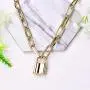 YL Lock Necklace Silver Color Alloy Padlock Chain for Men Women Statement 18K Gold Punk Multilayer Choker Jewelry