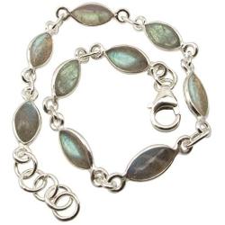 SilverStarJewel Labradorite Bracelet 7.9'' Sterling Silver Ladies Fashion