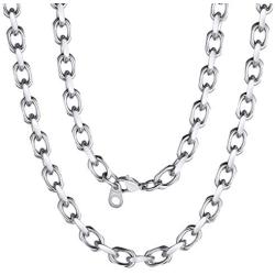 ChainsPro Heavy Duty Oval Rolo Cable Chain Necklace,6/8/11MM Width,18/20/22/24/26/28/30 Inches,316L Stainless Steel/18K Gold Tone (Send Gift Box)