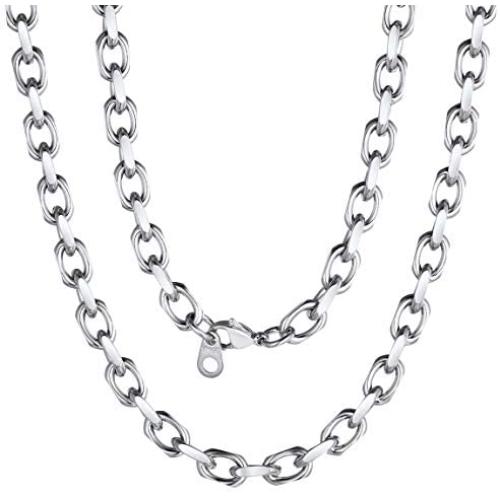 ChainsPro Heavy Duty Oval Rolo Cable Chain Necklace,6/8/11MM Width,18/20/22/24/26/28/30 Inches,316L Stainless Steel/18K Gold Tone (Send Gift Box)