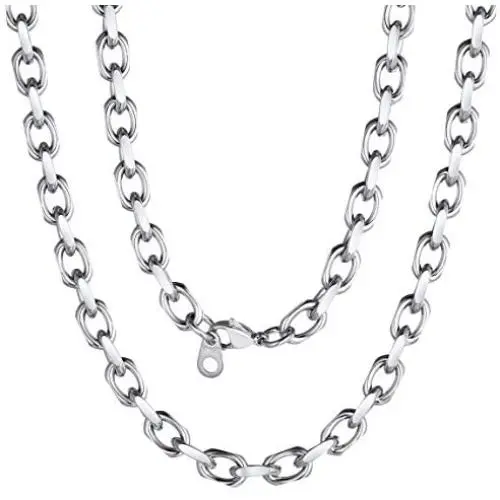 ChainsPro Heavy Duty Oval Rolo Cable Chain Necklace,6/8/11MM Width,18/20/22/24/26/28/30 Inches,316L Stainless Steel/18K Gold Tone (Send Gift Box)