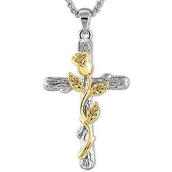 Cross Pendant Necklace for Women Rose Flower Necklace Jewelry for Christmas Birthday Mothers Day Necklace for Women 18 with 2 inches