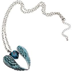 Szxc Womens Guardian Angel Wings Heart Pendant Necklace Biker Jewelry 18''+2''