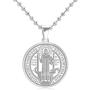 Stainless Steel Patron Saint St.Benedict Holy Medal Charm Pendant Necklace SS Ball Chain 55CM Cross Religious Round Tag Jewelry