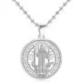 Stainless Steel Patron Saint St.Benedict Holy Medal Charm Pendant Necklace SS Ball Chain 55CM Cross Religious Round Tag Jewelry Stainless Steel Patron Saint St.Benedict Holy Medal Charm Pendant Necklace SS Ball Chain 55CM Cross Religious Round Tag Jewelry