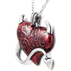 Controse Sexy Devil Heart Necklace Red and Silver Tone 28''