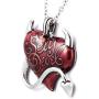 Controse Sexy Devil Heart Necklace Red and Silver Tone 28''