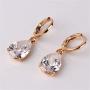 GULICX Party Jewelry Gold Tone White Teardrop Crystal Clear Cubic Zirconia Leverback Dangle Earrings