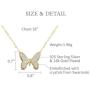 AMATA FINE JEWELRY 18K Gold Plated Sterling Silver Butterfly Necklace. Studded with Swarovski Crystals.