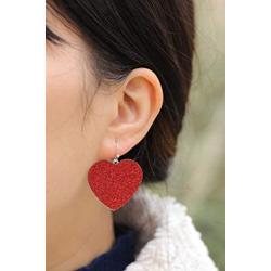 RareLove Valentines Gifts for Girlfriend Bling Red Heart Hook Dangle Earrings Statement Jewelry For Women Girls Silver Alloy Plated