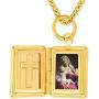 Lifetime Jewelry Bible Locket Necklace That Holds Pictures with 20X More 24k Plating Than Other Photo Lockets - Religious Charm Necklace for Women and Men