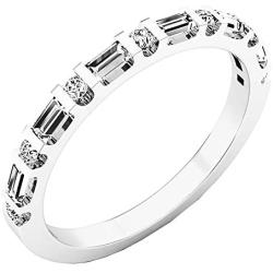 Dazzlingrock Collection 0.33 Carat (ctw) 14K Gold Round & Baguette Diamond Ladies Anniversary Wedding Band 1/3 CT